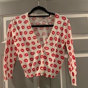 Lip print cardigan